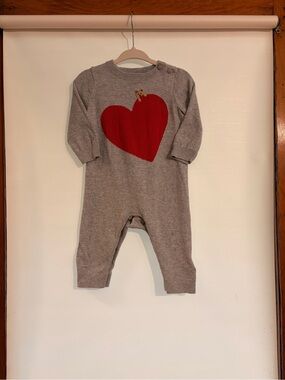 GAP Gray Knit One-Piece with Red Heart